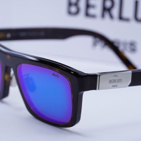 Berluti BL40003U 52X Rectangle Sunglasses - Havana/Blue - Picture 4 of 10